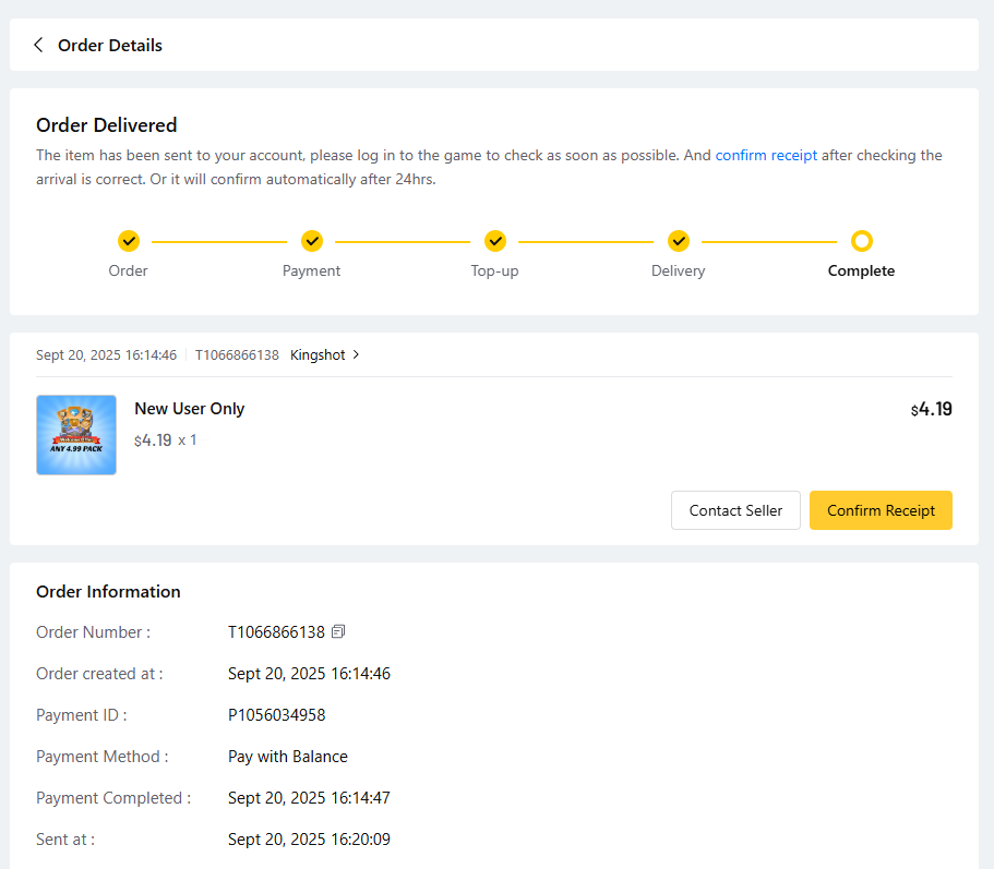 Screenshot: final screen